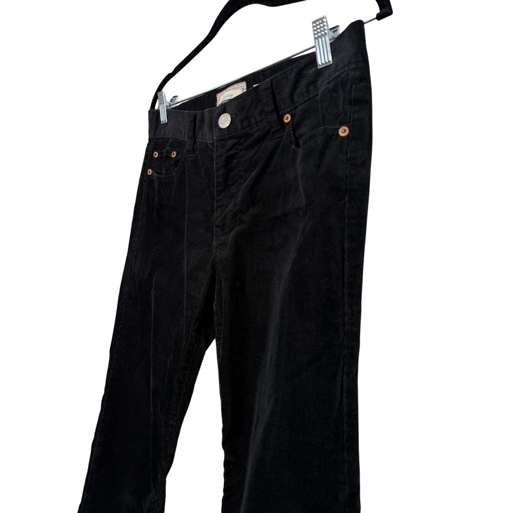 Black Grunge Corduroy Stretch Bootcut Pants - Picture 2 of 7